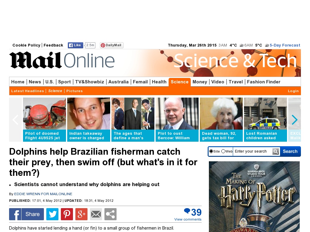 Random link to http://www.dailymail.co.uk/sciencetech/article-2139619/So-long-thanks-fish-Dolphins-help-Brazilian-fisherman-catch-prey-swim-whats-them.html