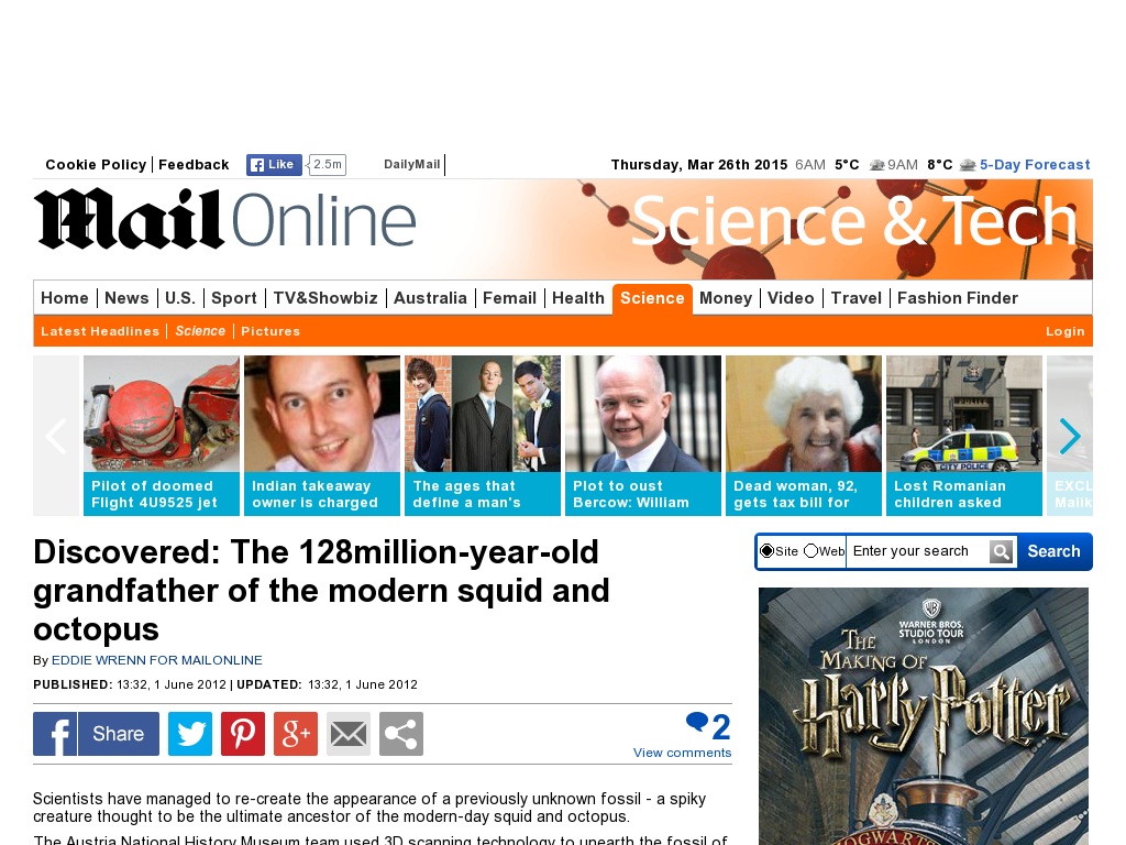 Random link to http://www.dailymail.co.uk/sciencetech/article-2153230/Discovered-The-128million-year-old-grandfather-modern-squid-octopus.html
