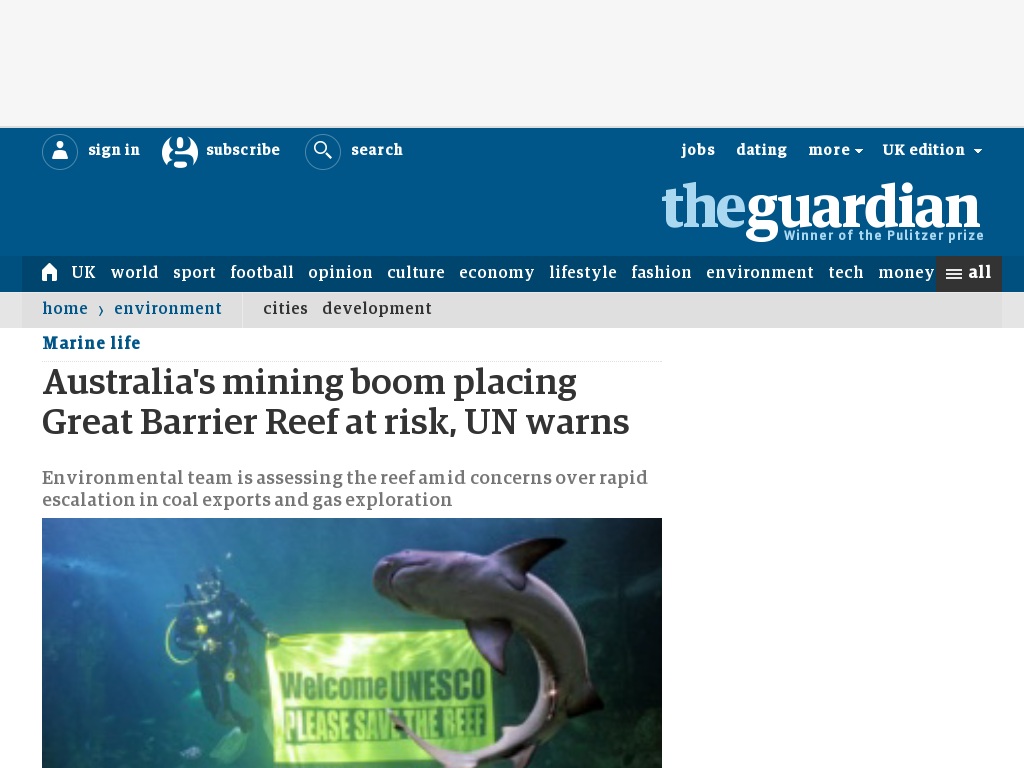 Random link to http://www.guardian.co.uk/environment/2012/mar/06/great-barrier-reef-mining-boom