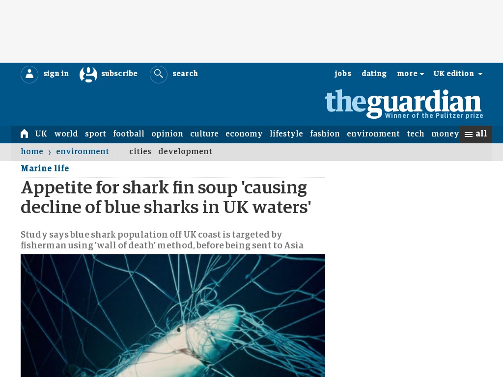 Random link to http://www.guardian.co.uk/environment/2012/mar/09/shark-fin-soup-blue-sharks-uk