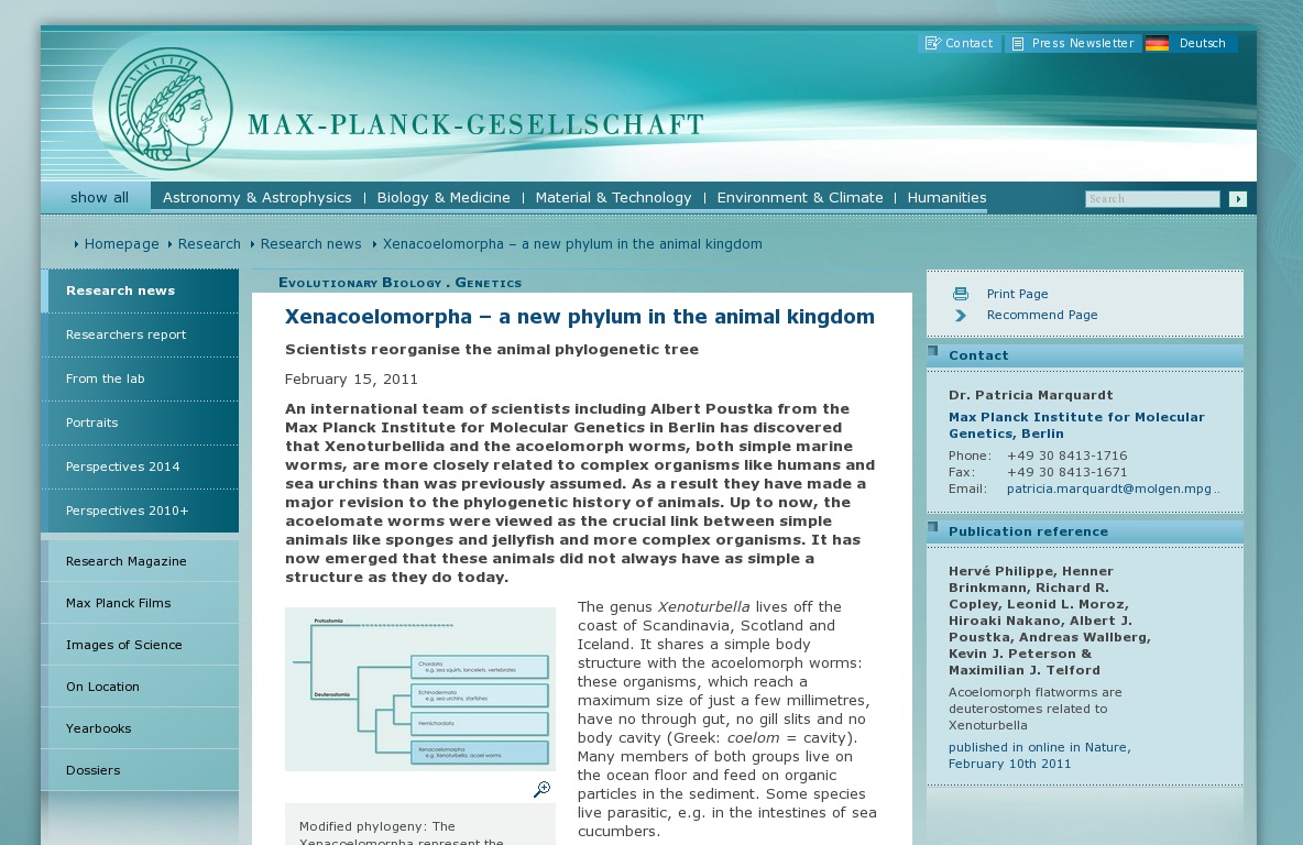 Random link to http://www.mpg.de/1164493/deuterostomia_phylogeny_xenacoelomorpha