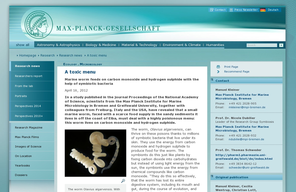 Random link to http://www.mpg.de/5612008/marine_worm_carbon_monoxide