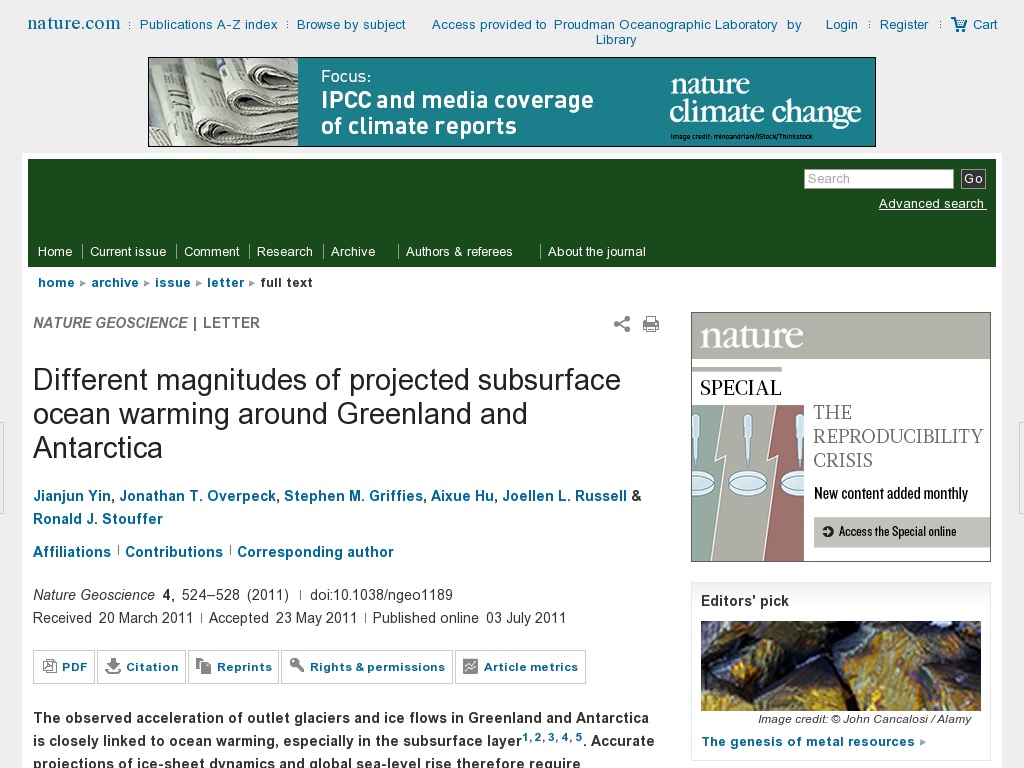 Random link to http://dx.doi.org/10.1038/ngeo1189