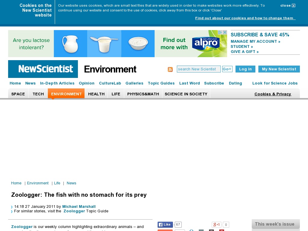 Random link to http://www.newscientist.com/article/dn20040-zoologger-the-fish-with-no-stomach-for-its-prey.html