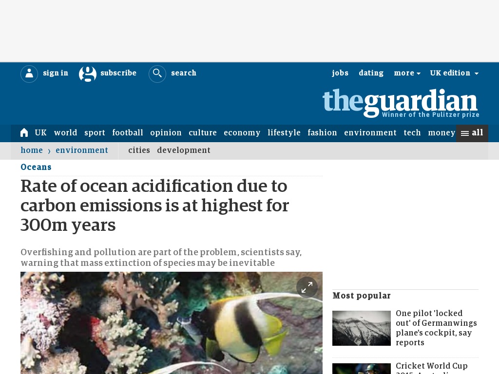 Random link to http://www.theguardian.com/environment/2013/oct/03/ocean-acidification-carbon-dioxide-emissions-levels